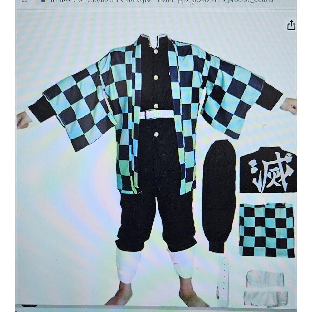 Kamado Cosplay Costume Mens Kimono Outfit Halloween costume size Medium